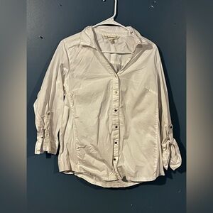Tantrums White Button-Down Roll-Tab Shirt